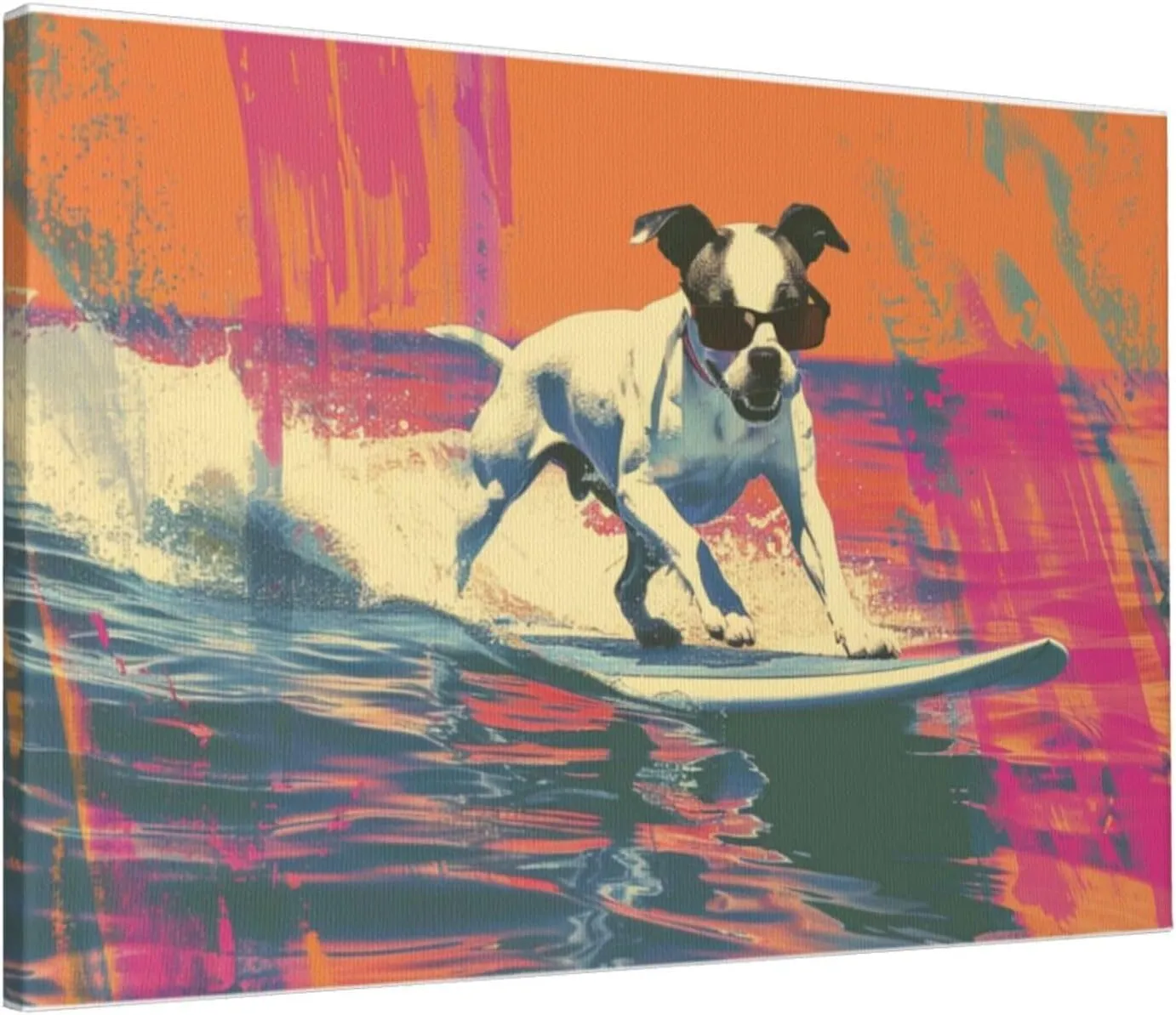 MA6GE8DE Canvas For Painting Poster Surfing Dog Bathroom Decor,Home Bathroom,Office,Man Cave,Study Decorative Paintings,Gifts For Surfing Lovers & Dog Master,Funny Surfing Dog Decor Poster 16x24 inch