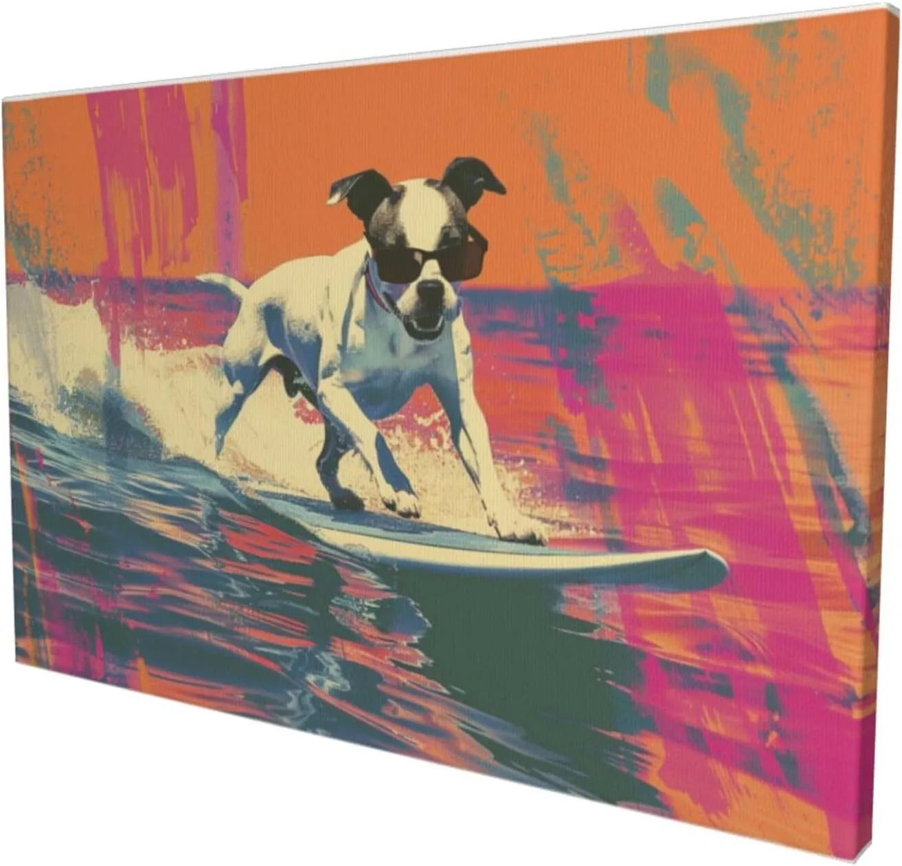 MA6GE8DE Canvas For Painting Poster Surfing Dog Bathroom Decor,Home Bathroom,Office,Man Cave,Study Decorative Paintings,Gifts For Surfing Lovers & Dog Master,Funny Surfing Dog Decor Poster 16x24 inch