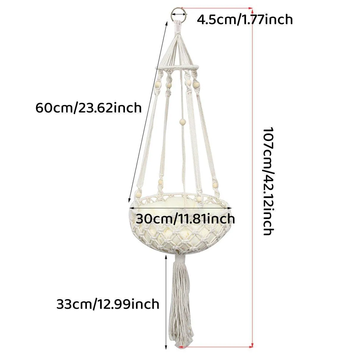 Macrame Cat Hammock Boho Style Kitty Hanging Swing Bed Pet Sleeping Bed Cat