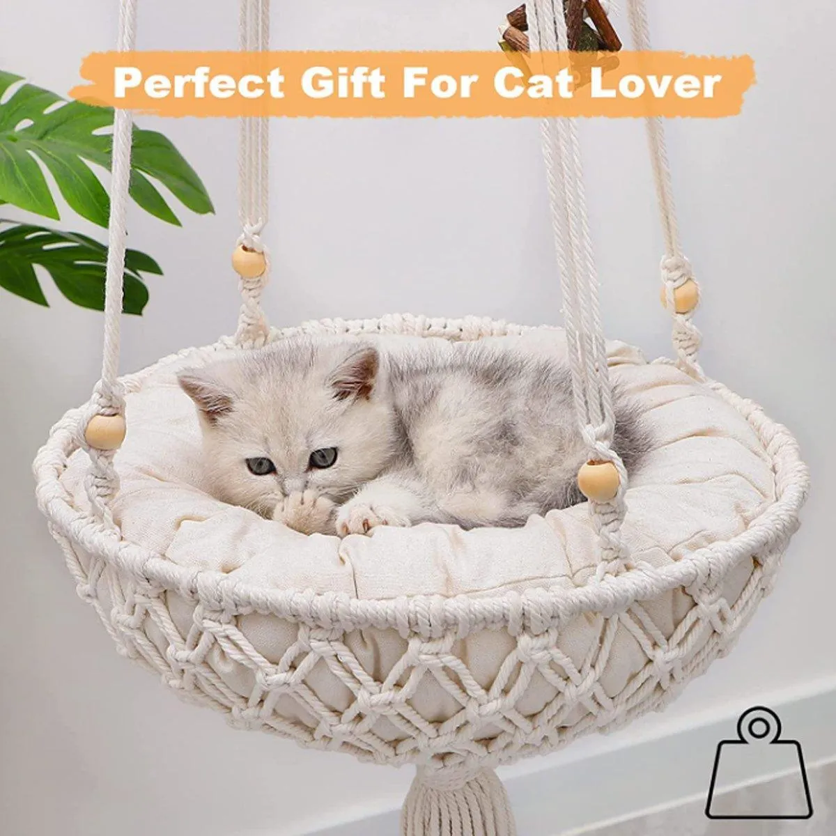 Macrame Cat Hammock Boho Style Kitty Hanging Swing Bed Pet Sleeping Bed Cat