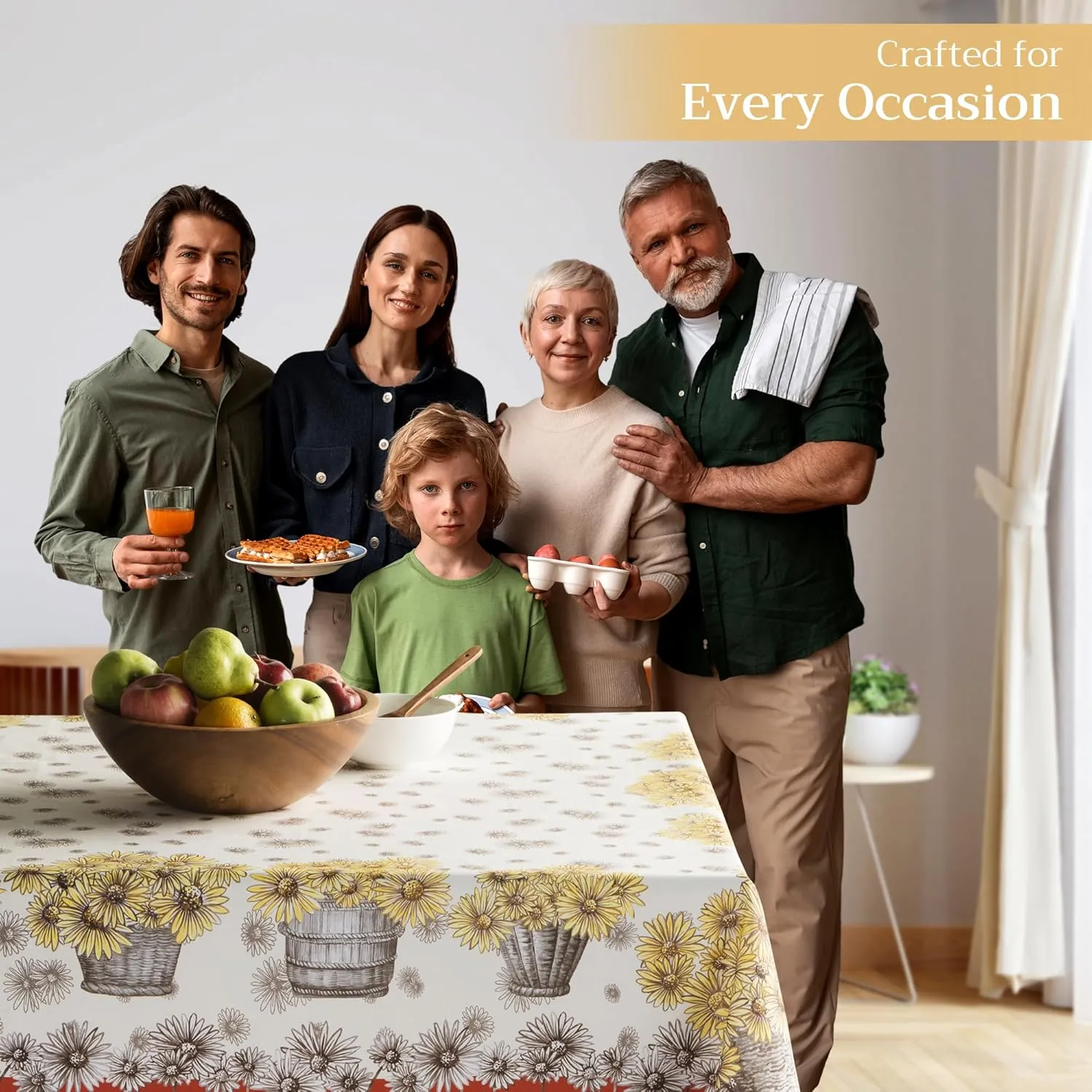 Maison d'Hermine Table Cloth Rectangle Table 100% Cotton 54 x 72 Inches Tablecloth Reusable Decorative Everyday Use for Dining Room, Farmhouse, Home, Party, Festive & Wedding - Bagatelle