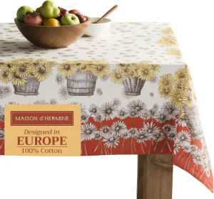 Maison d'Hermine Table Cloth Rectangle Table 100% Cotton 54 x 72 Inches Tablecloth Reusable Decorative Everyday Use for Dining Room, Farmhouse, Home, Party, Festive & Wedding - Bagatelle