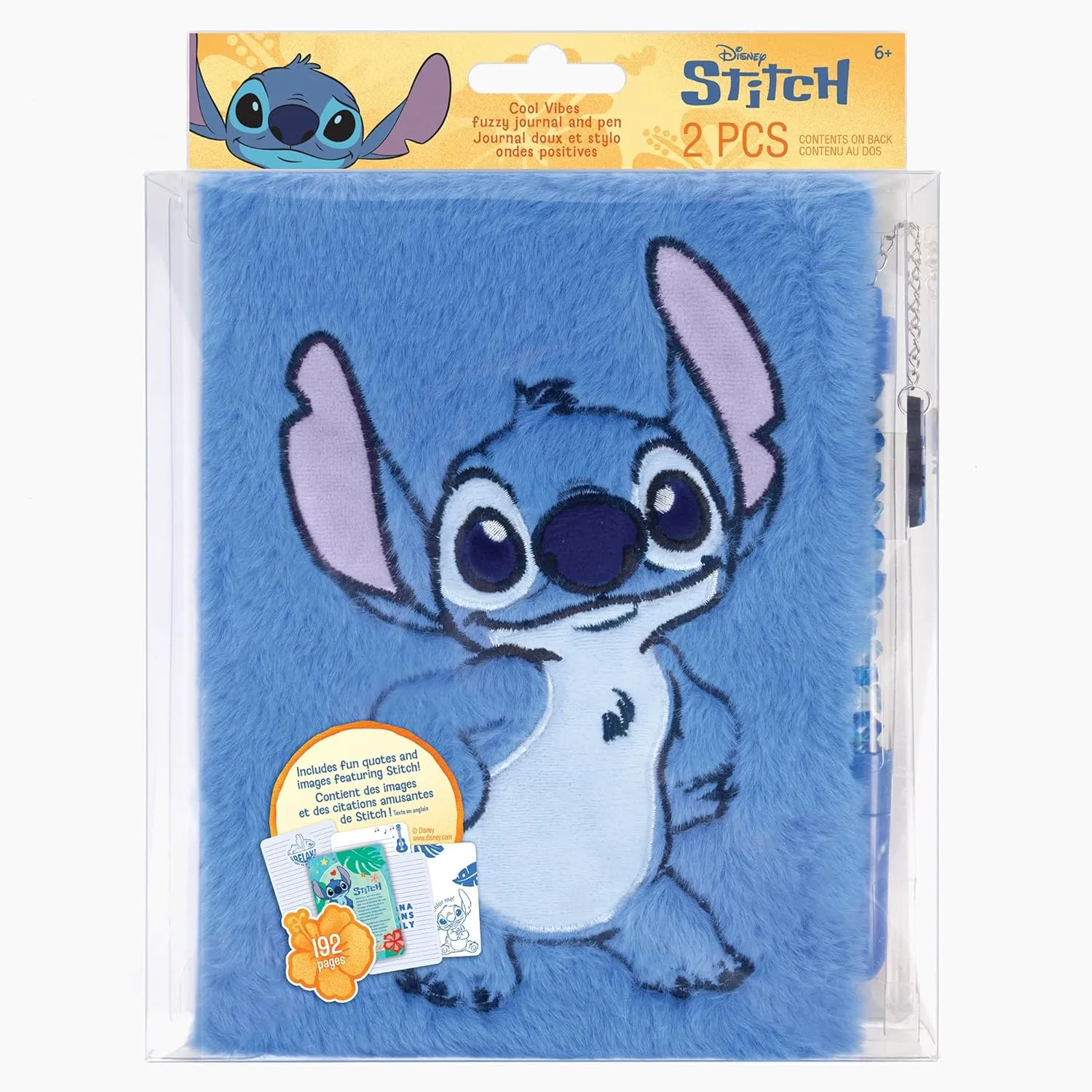 Make It Real: Disney: Stitch Cool Vibes Fuzzy Journal & Pen - 192 Lined Pages W/Fun Quotes & Images, Character Charm Pen, Plush Diary Cover, Kids 6 