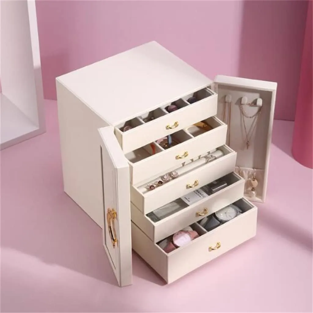 Makeup Storage Box Large Capacity Multi-Layer Korean Jewelry Box Earrings Necklace Jewelry Storage Box(1)