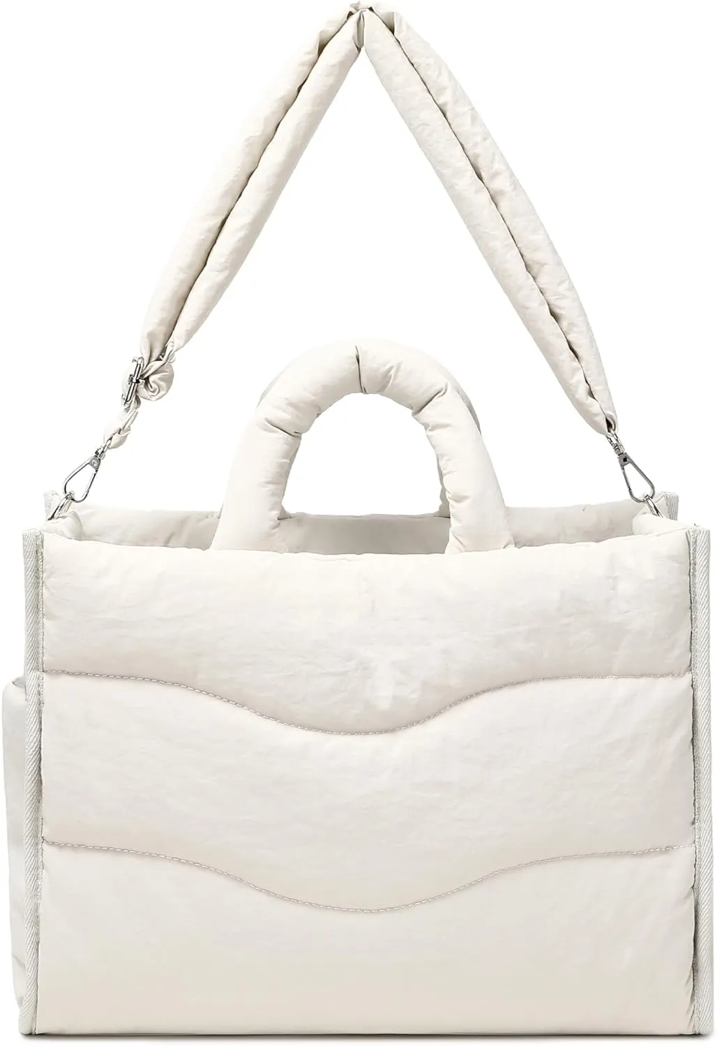 Makukke Puffer Tote Bag for Women, Large Puffer Tote Bag with Compartments, Quilted Shoulder Bag for Travel, Work