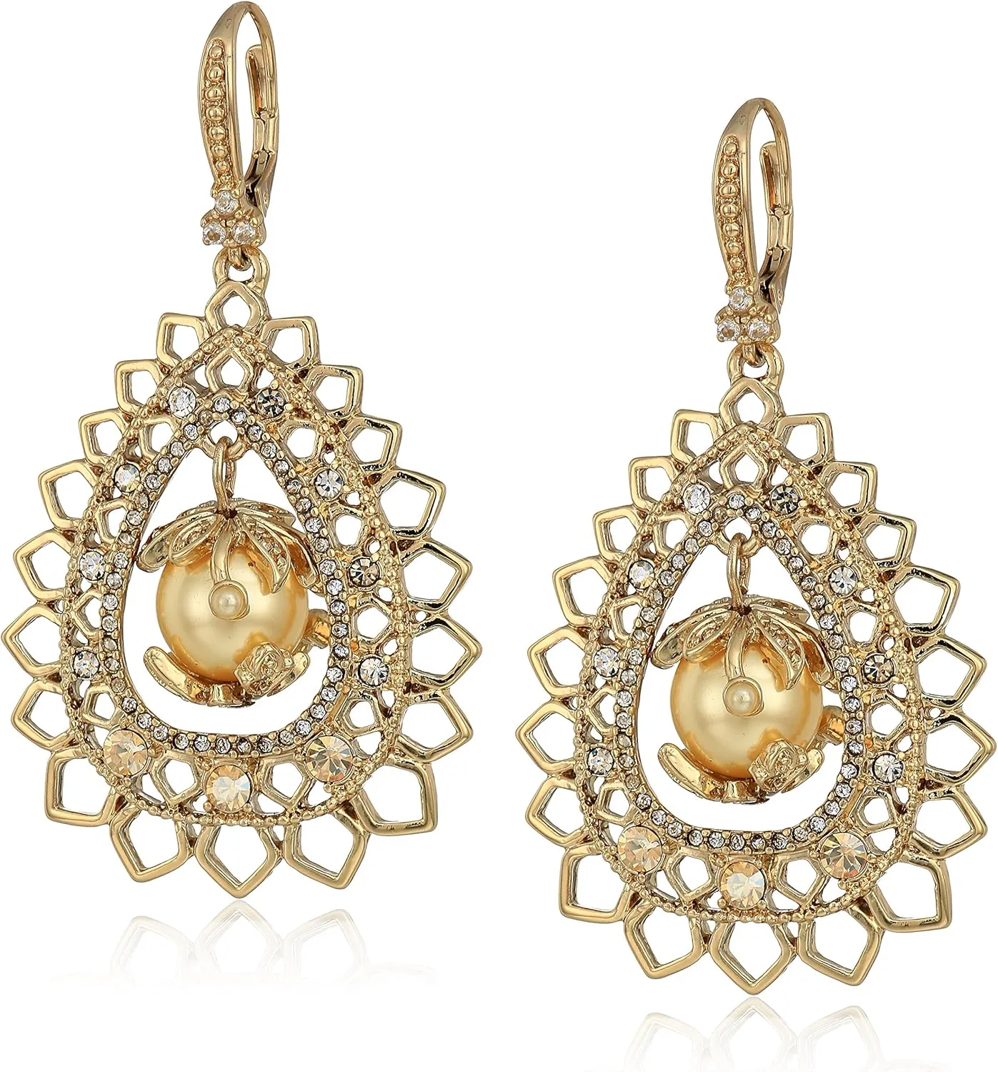 Marchesa Women's Gold Tone/Gold Multi Pear Drop Earrings