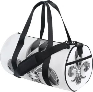Mardi Gras Silver Jewelry Lily Fleur de Lis Green Purple Diamonds Portable Gym Bag, Travel Bag, Luggage bag, Sports Bag, Toiletry Bag with Handles, Detachable Shoulder Strap 17.6 x 9 x 9 inch