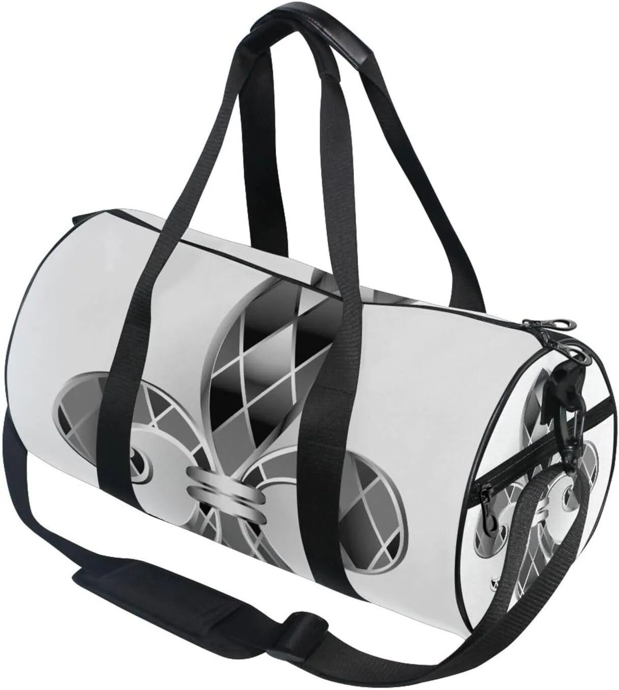 Mardi Gras Silver Jewelry Lily Fleur de Lis Green Purple Diamonds Portable Gym Bag, Travel Bag, Luggage bag, Sports Bag, Toiletry Bag with Handles, Detachable Shoulder Strap 17.6 x 9 x 9 inch