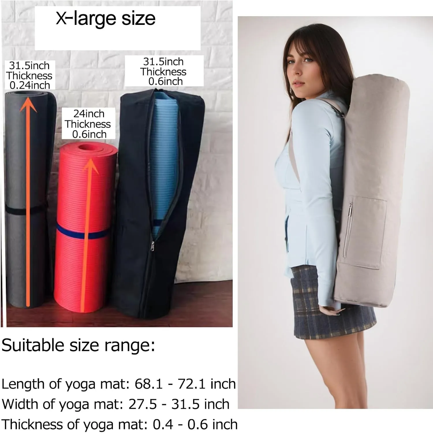 maxer 【6color Yoga Mat Bag, Yoga Mat Carrier Full-Zip Exercise Yoga Mat Carry Bag for Women Men with Multi-Functional Storage Pockets and Adjustable Shoulder Strap