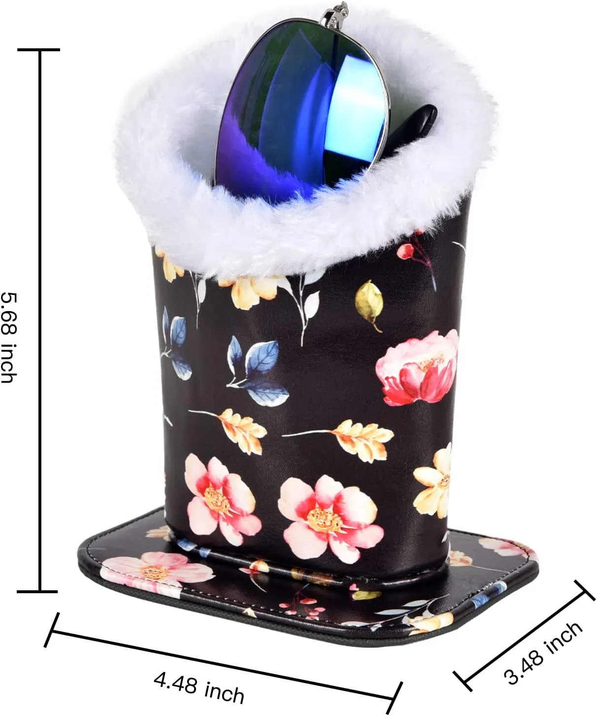 Megrez Plush Lined Eyeglass Holder PU Leather Glass Stand with Magnetic-Base