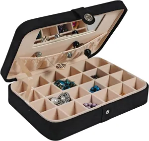 Mele & Co. Maria Plush Earring and Ring Holder Jewelry Box, (Black)