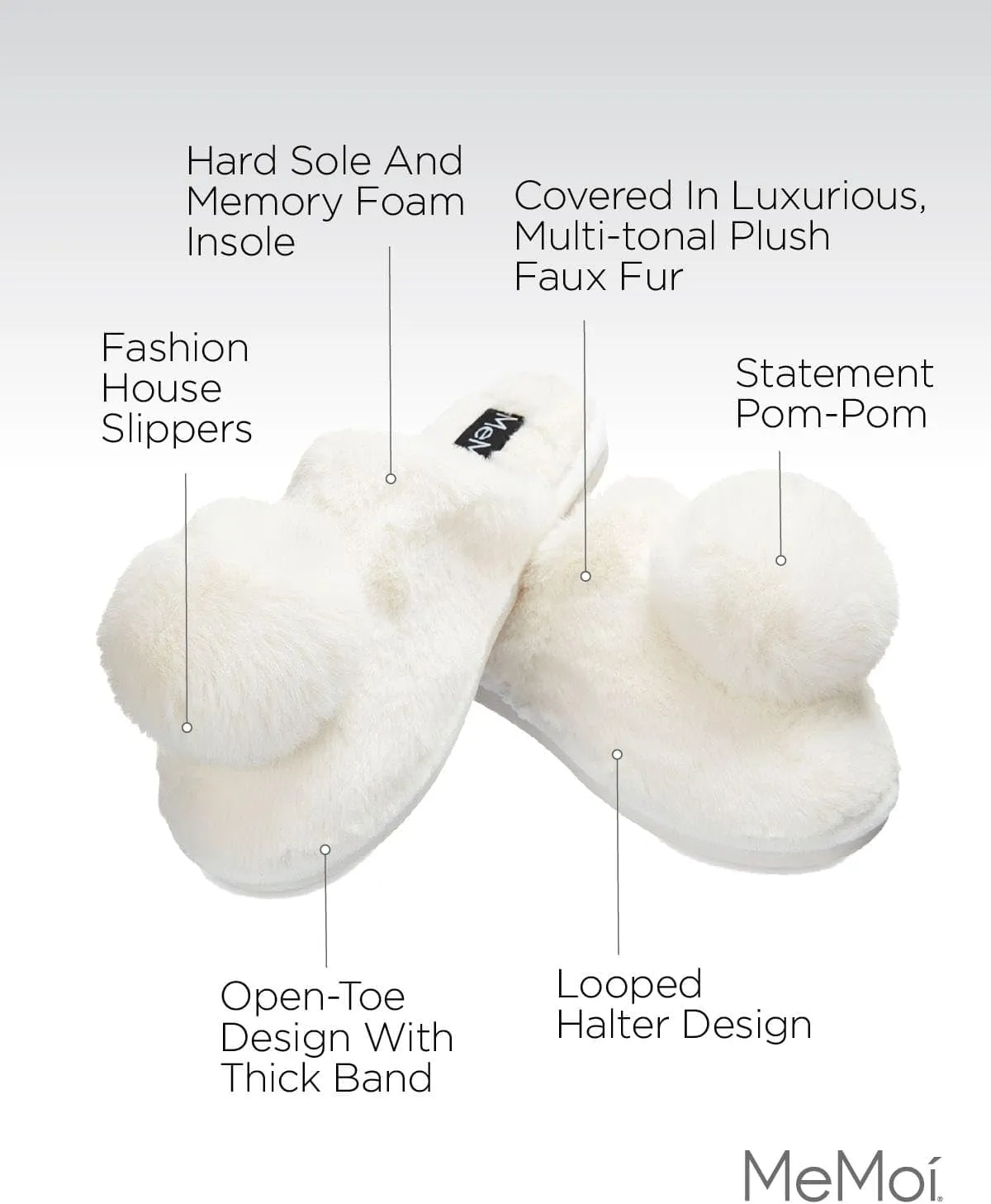 MeMoi The Gloria Plush Pom-Pom Slippers