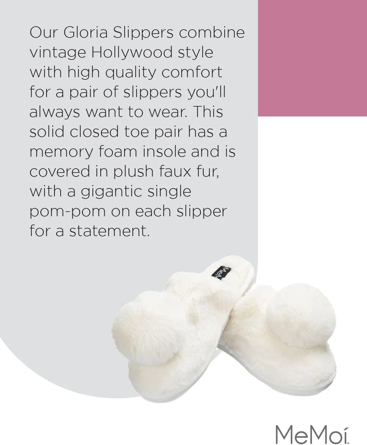 MeMoi The Gloria Plush Pom-Pom Slippers