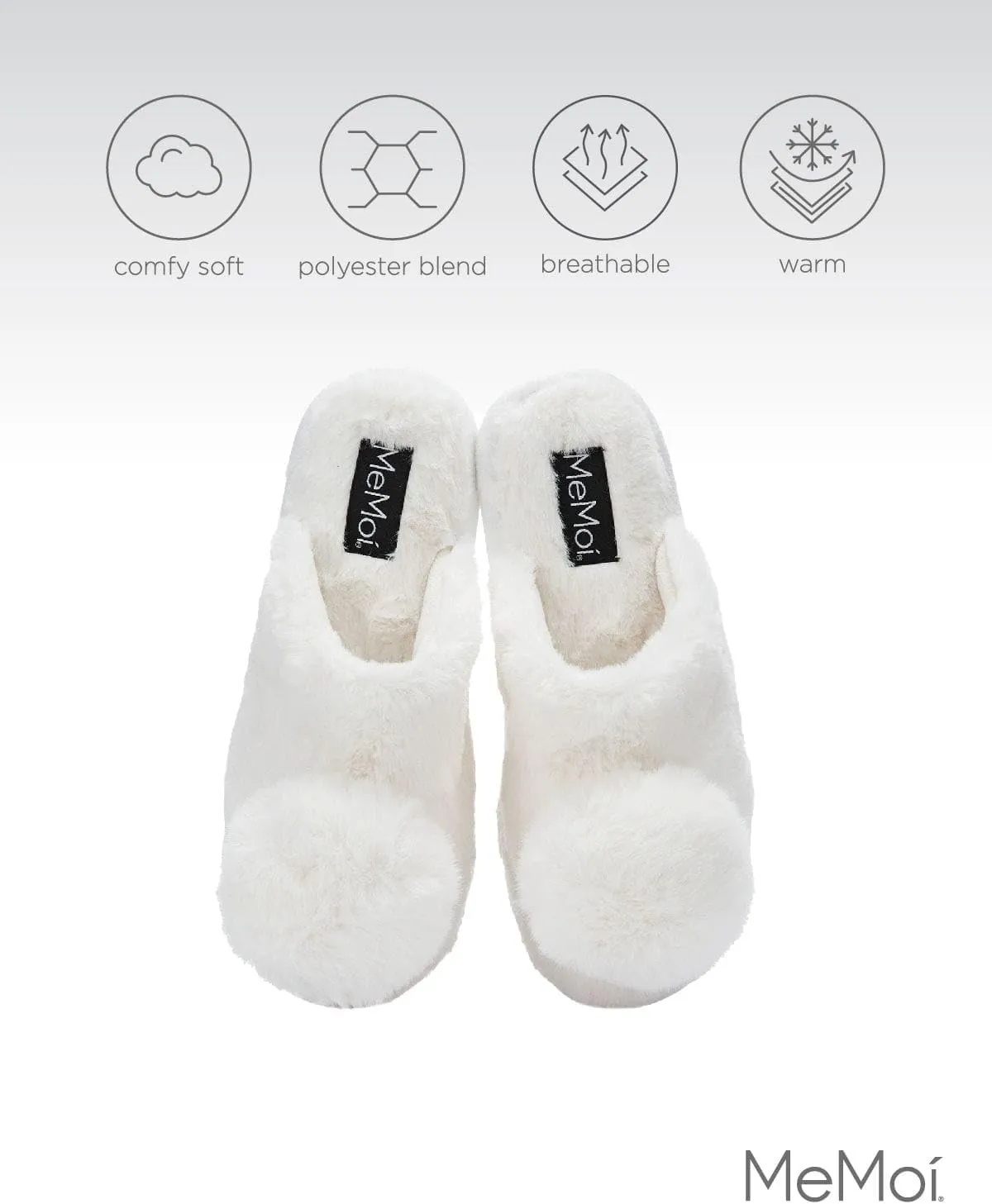 MeMoi The Gloria Plush Pom-Pom Slippers