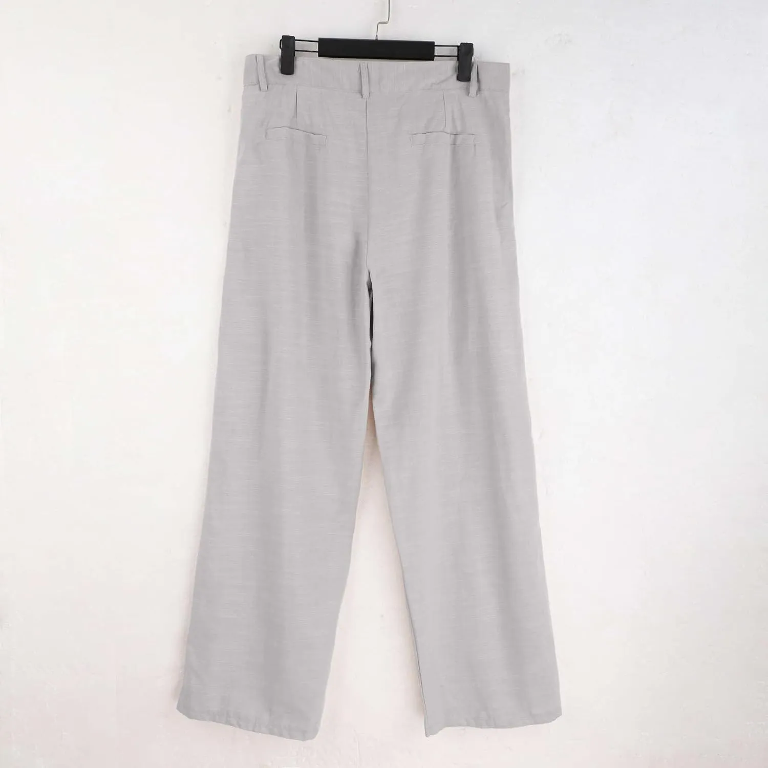 Men Casual Pants Linen Double Pleated Front Bag Belt Straight Leg Trousers Comfortable Breathable Business Work Pants