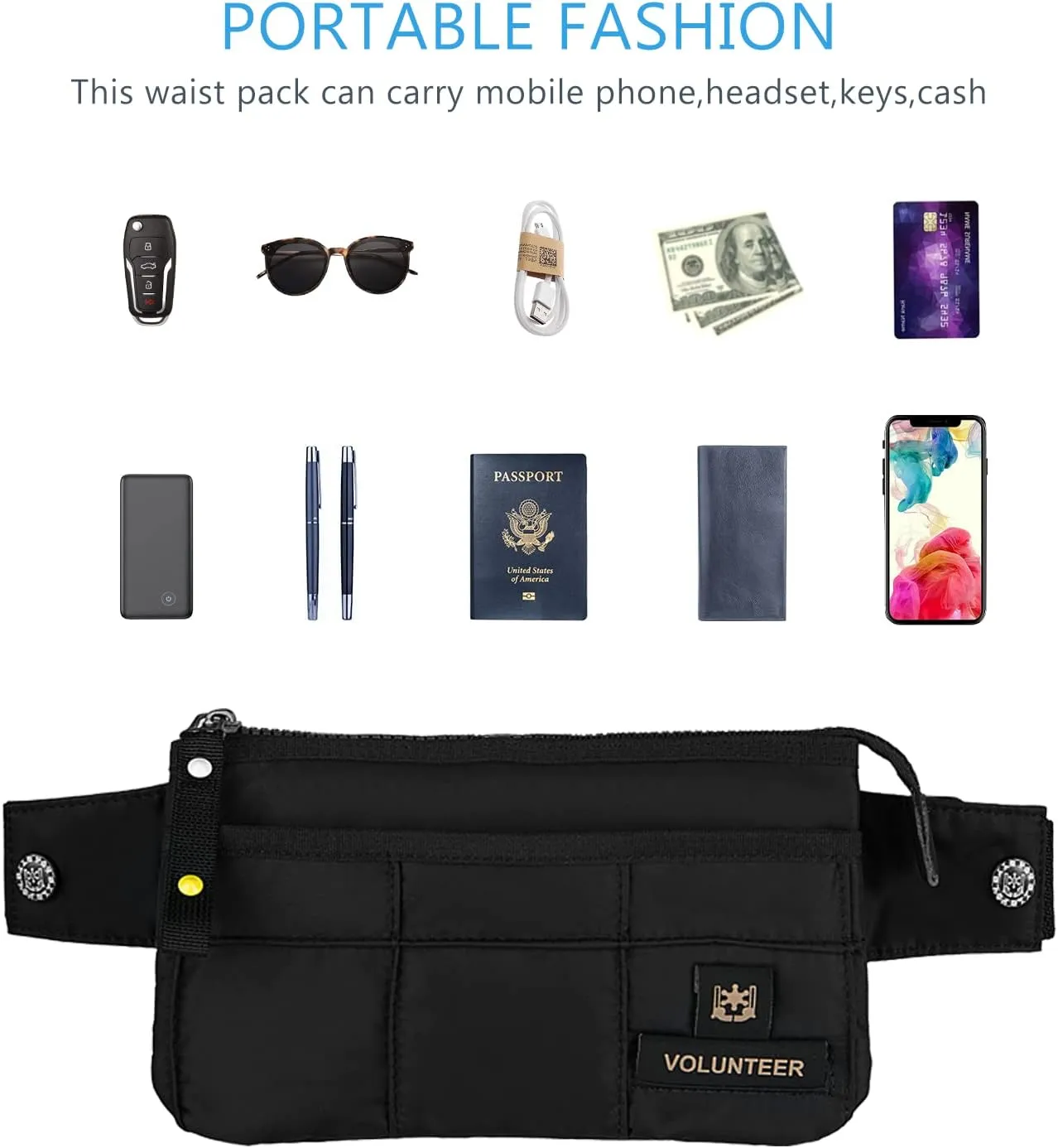 Men Women Fanny Pack, Sport Outdoor Waist Pack Bag, Anti-Theft Bum Bag, Jogging Cycling Hiking Running Traveling (Y9C Black)