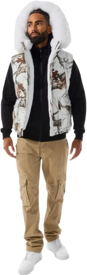 Men Yukon Fur Lined Vest (Snow Camo)