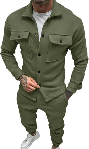 Mens 2 Piece Outfits Fall Winter Solid Color Zipper Sweater Pants Sports Sets Set Mens 2 Piece Big and Tall Hoodies