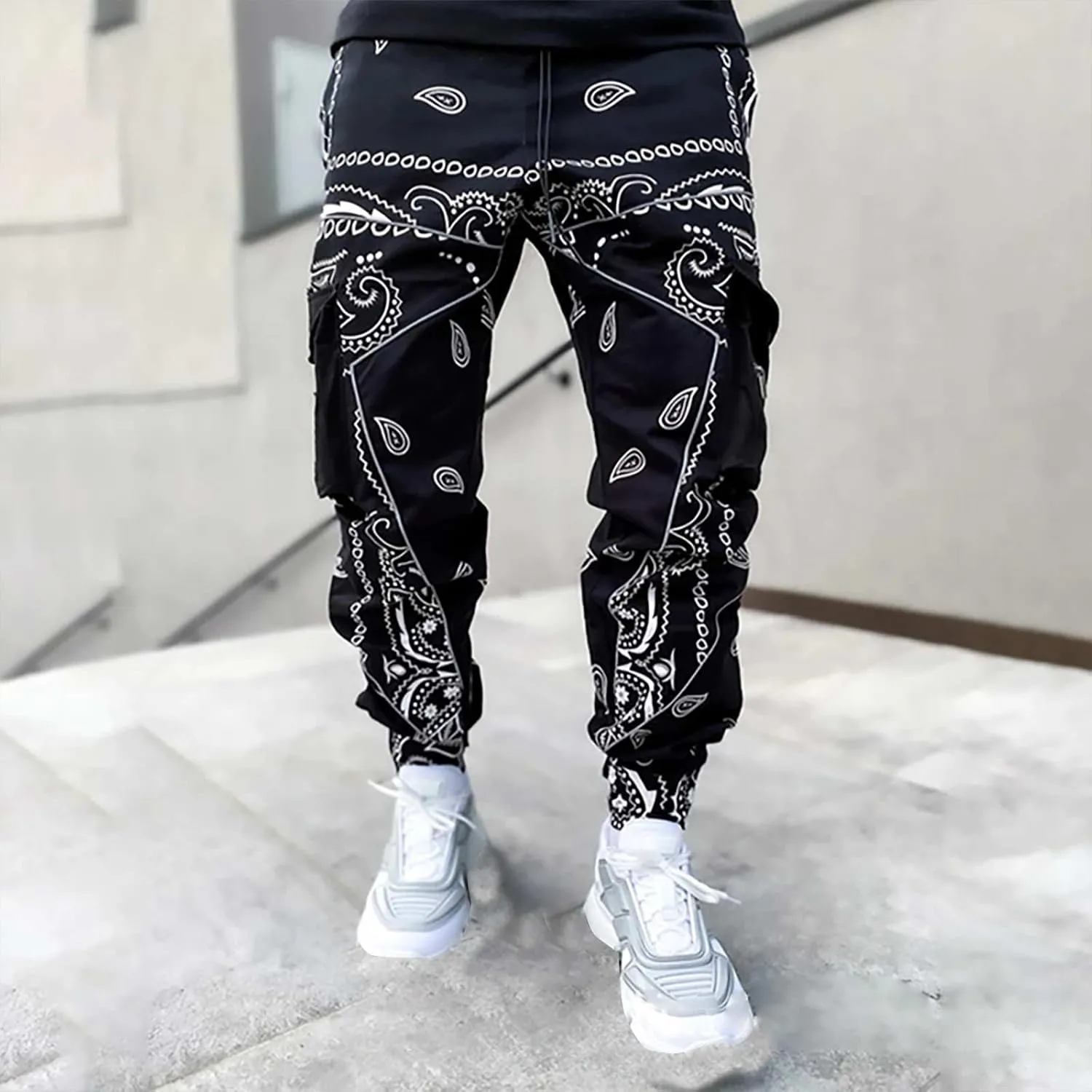 Men's Bandana Paisly Jogger Pants Cashew Print Sweatpants Skateboard Trousers Hip Hop Workout Punk Pants Streetwear