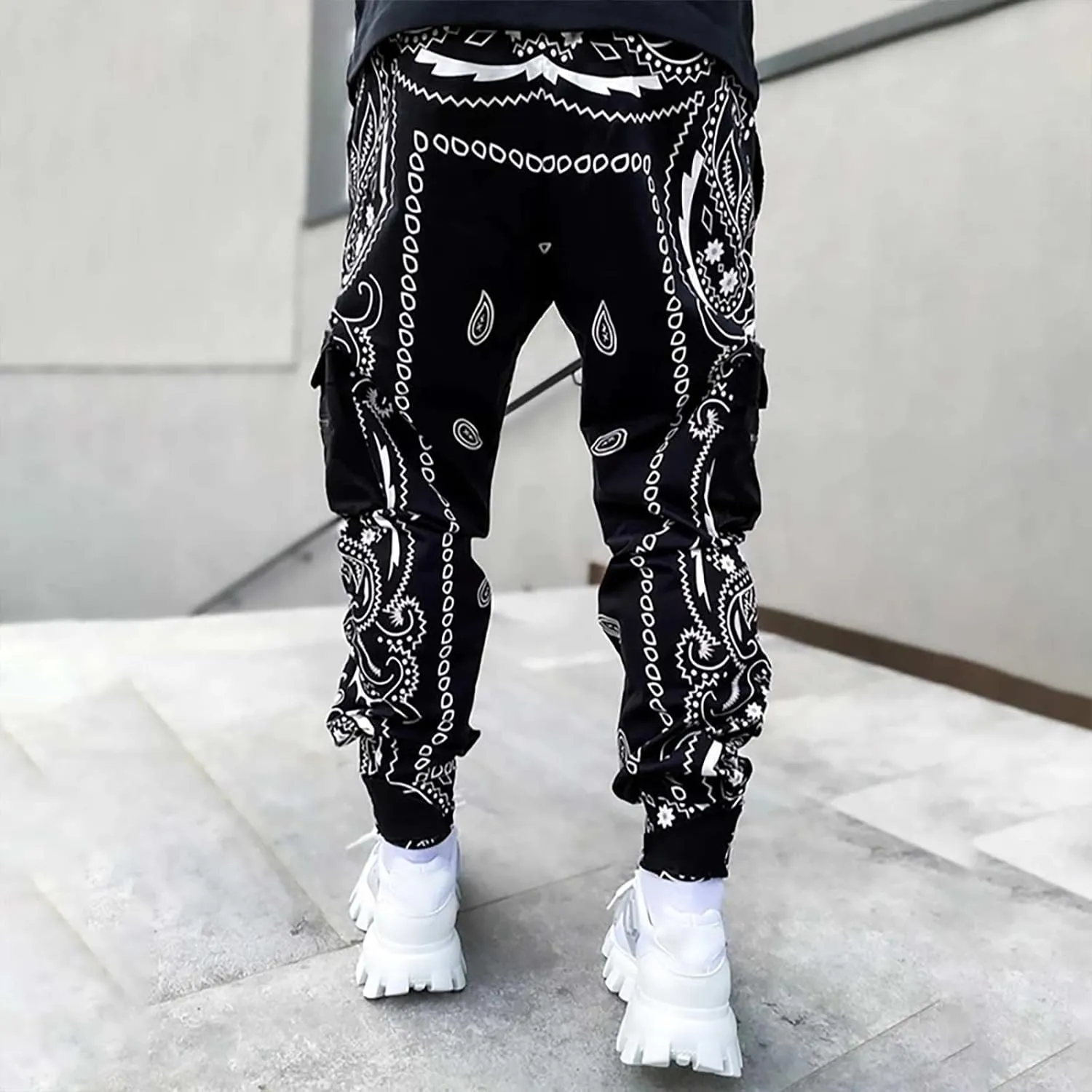 Men's Bandana Paisly Jogger Pants Cashew Print Sweatpants Skateboard Trousers Hip Hop Workout Punk Pants Streetwear