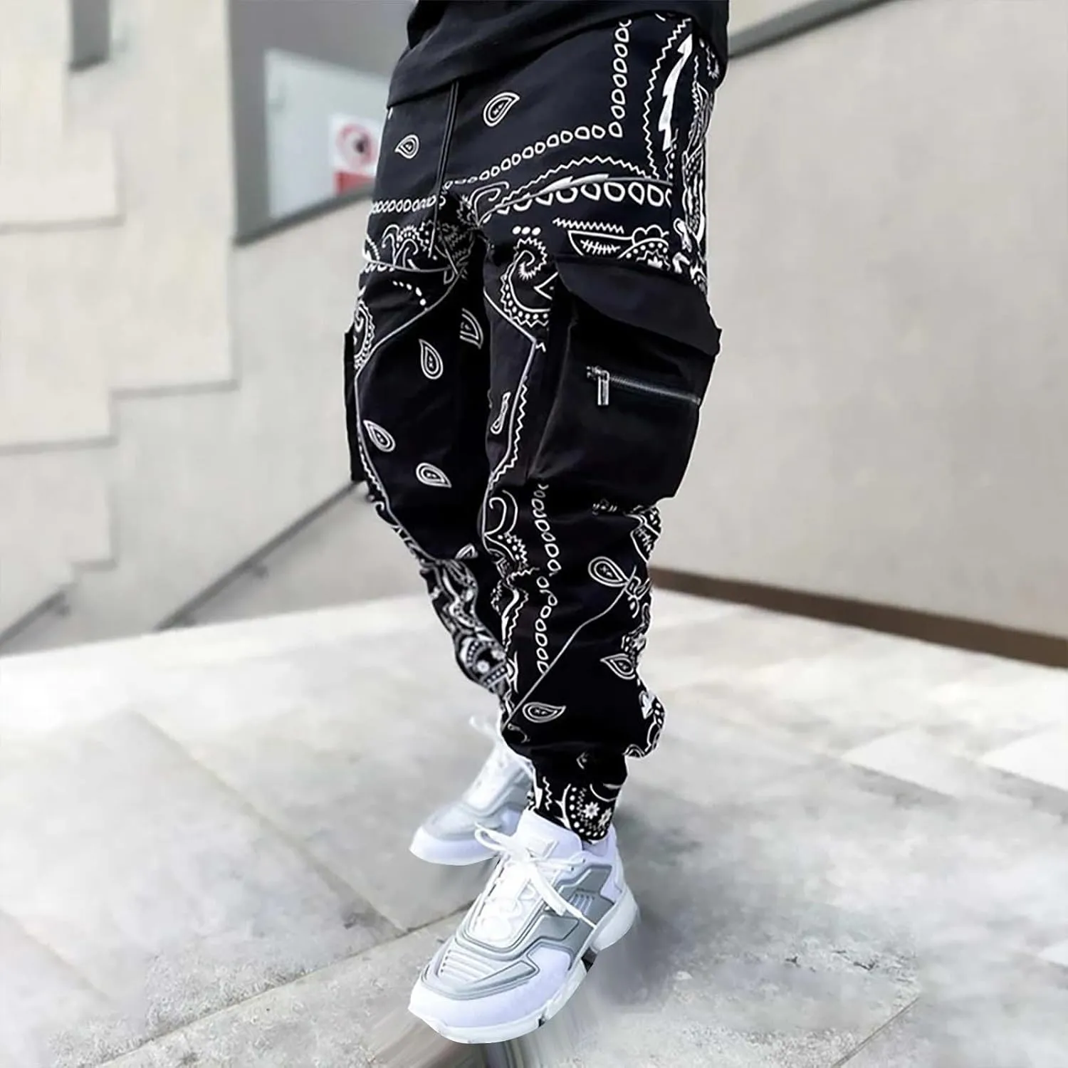 Men's Bandana Paisly Jogger Pants Cashew Print Sweatpants Skateboard Trousers Hip Hop Workout Punk Pants Streetwear