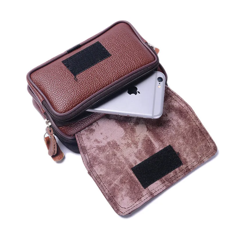 Men's Business Horizontal Mobile Leather Waterproof Multifunctional Men's Waist Packs
