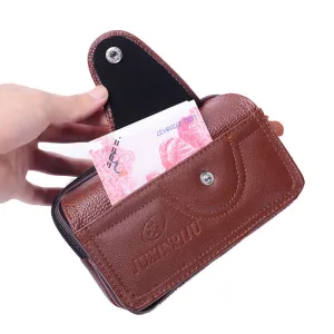 Men's Business Horizontal Mobile Leather Waterproof Multifunctional Men's Waist Packs