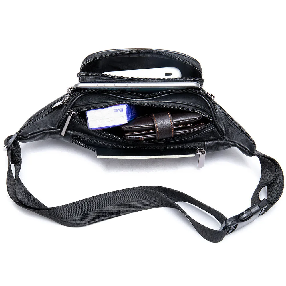Men's Business Sheepskin Pocket Black Mobile Leisure Men's Waist Packs