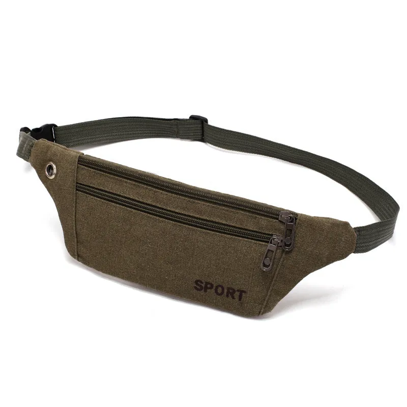 Men's Canvas Hiking Fitness Running Pouch Thin Men's Waist Packs