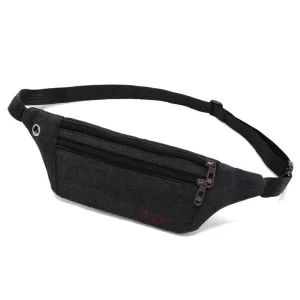 Men's Canvas Hiking Fitness Running Pouch Thin Men's Waist Packs