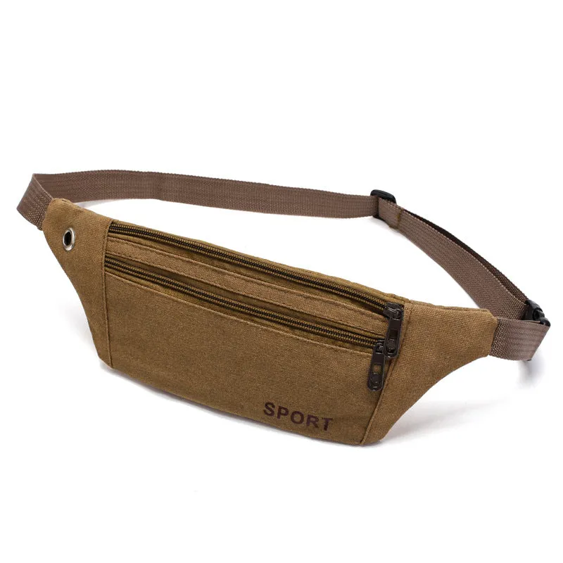 Men's Canvas Hiking Fitness Running Pouch Thin Men's Waist Packs