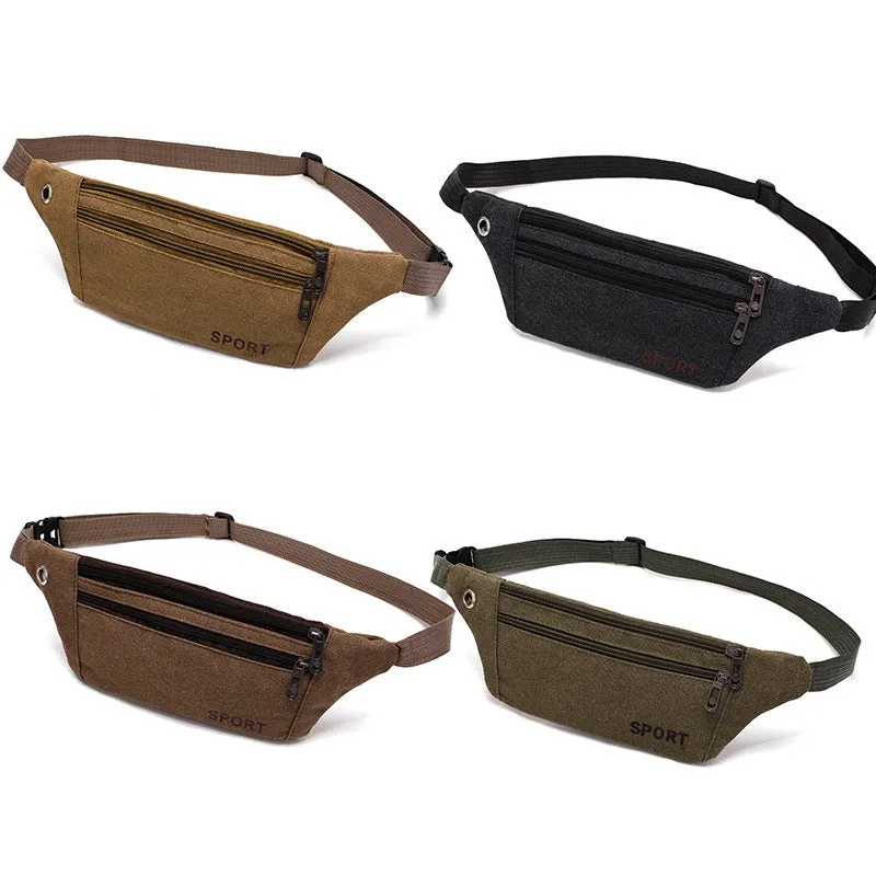 Men's Canvas Hiking Fitness Running Pouch Thin Men's Waist Packs