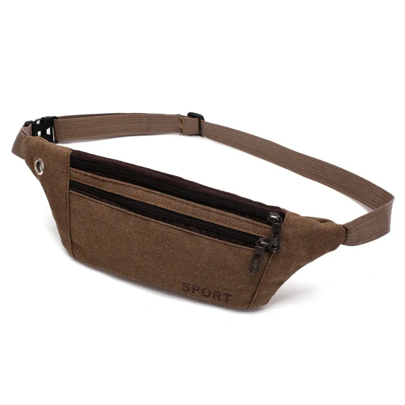Men's Canvas Hiking Fitness Running Pouch Thin Men's Waist Packs