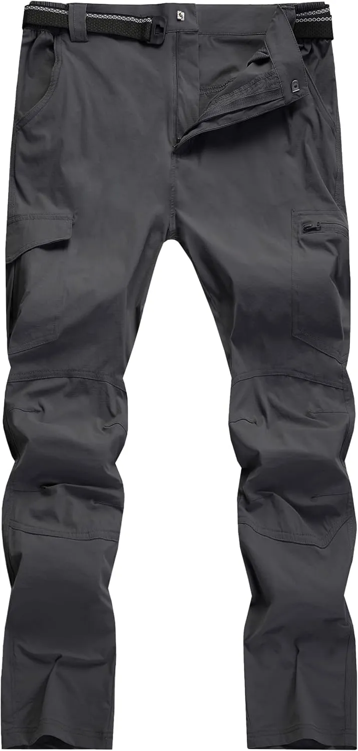 Men's Cargo Work Hiking Pants Lightweight Water Resistant Quick Dry Fishing Travel Camping Outdoor Breathable Multi Pockets
