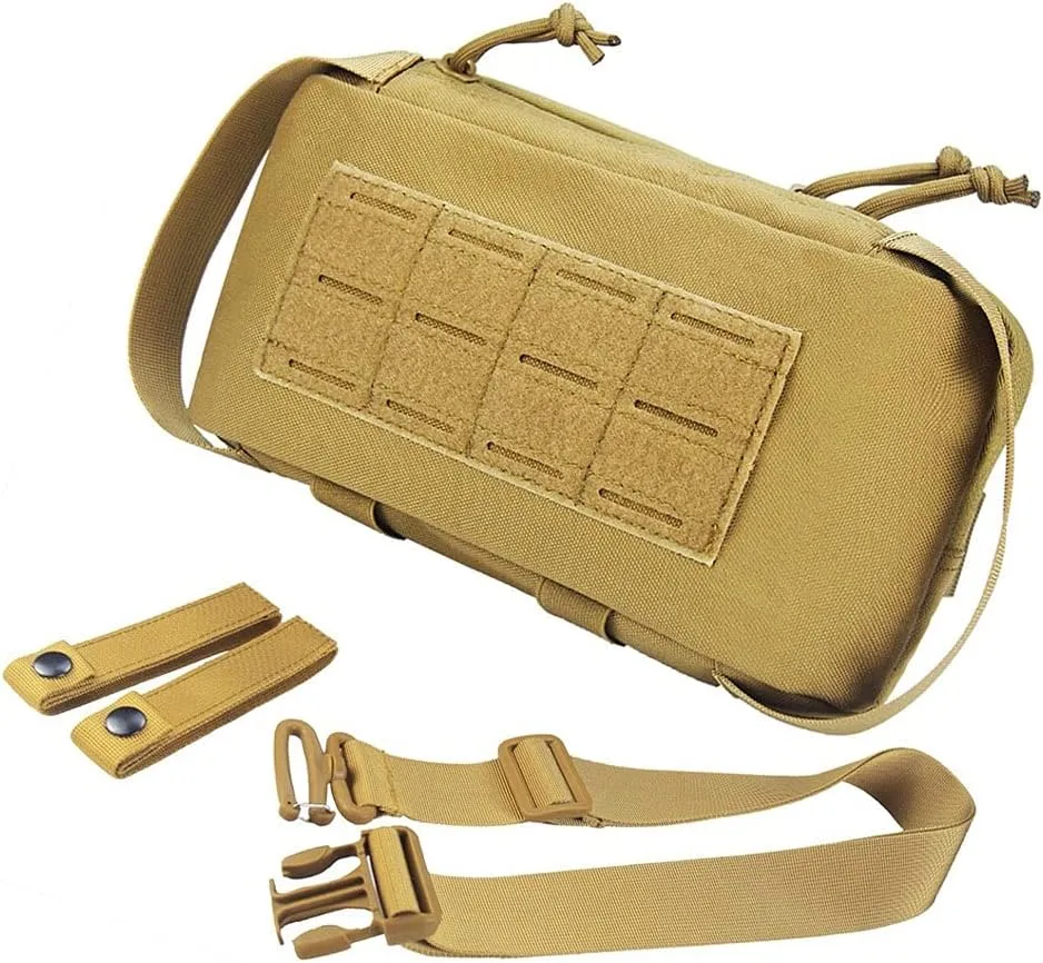 Men's Cross-Body Sling Bags Tactical Pouch Outdoor Multifunctional Chest Waist Bag First Aid Pouch Shoulder Bag for Hiking Travel Camping(Khaki)