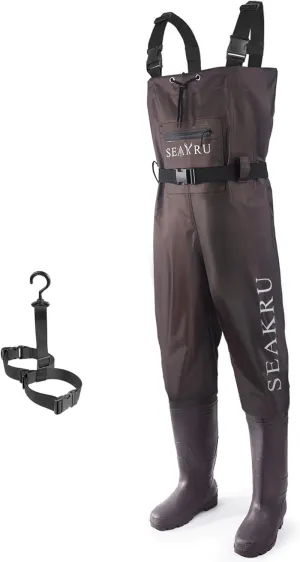 Men's Fishing Chest Waders with Boots, 2-ply Nylon/PVC Waders for Women with Boot Hanger