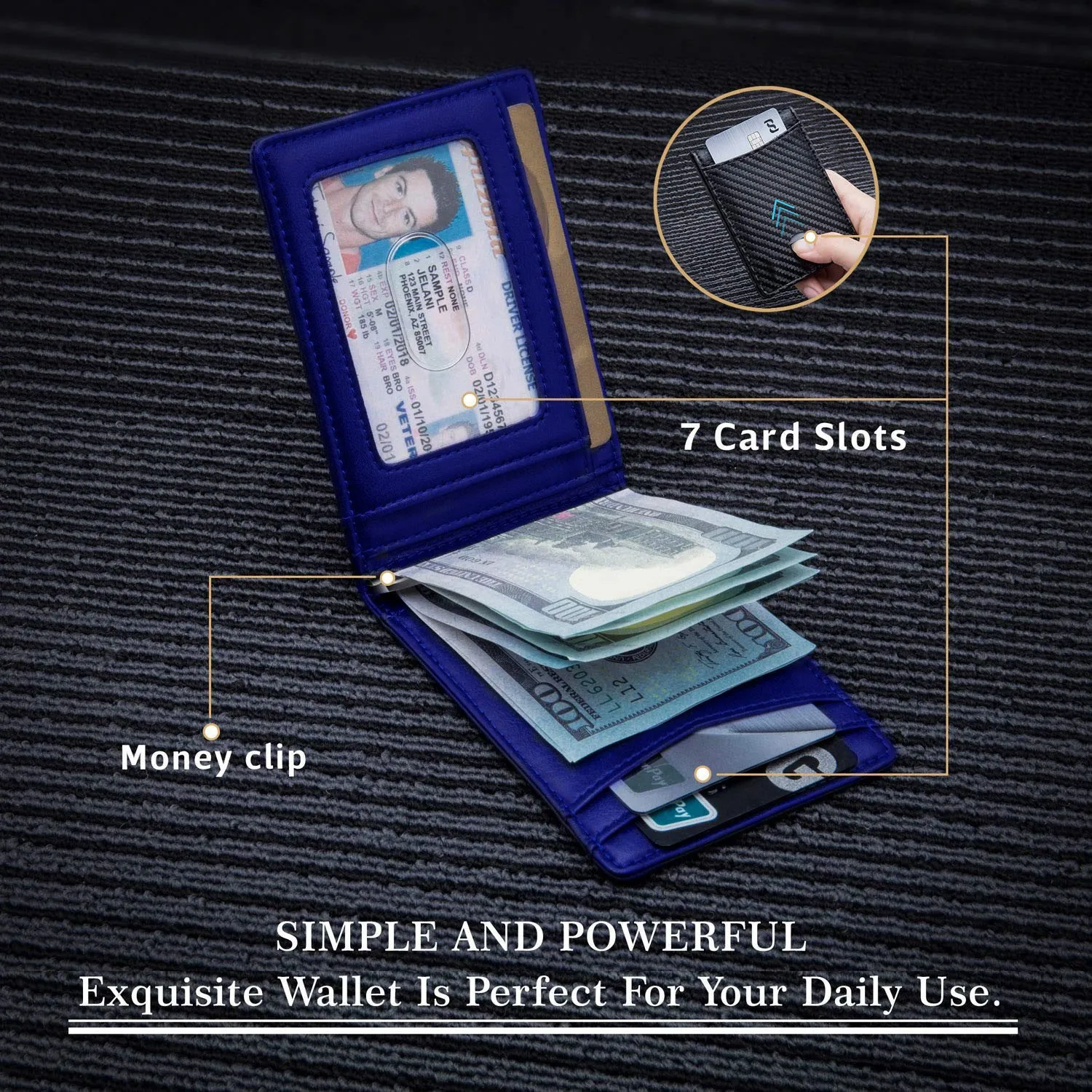 Men's Genuine Leather Multiple Slots Beauty Carbon Men's Wallets