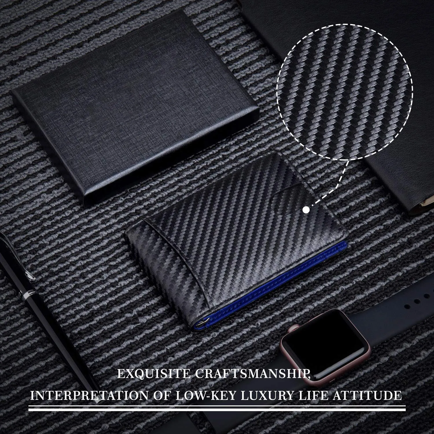 Men's Genuine Leather Multiple Slots Beauty Carbon Men's Wallets