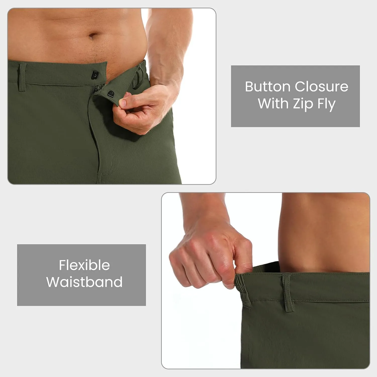 Men's Hiking Cargo Shorts Lightweight Quick-Dry Work Shorts with Zipper Pockets Summer Golf Casual Outdoor Shorts