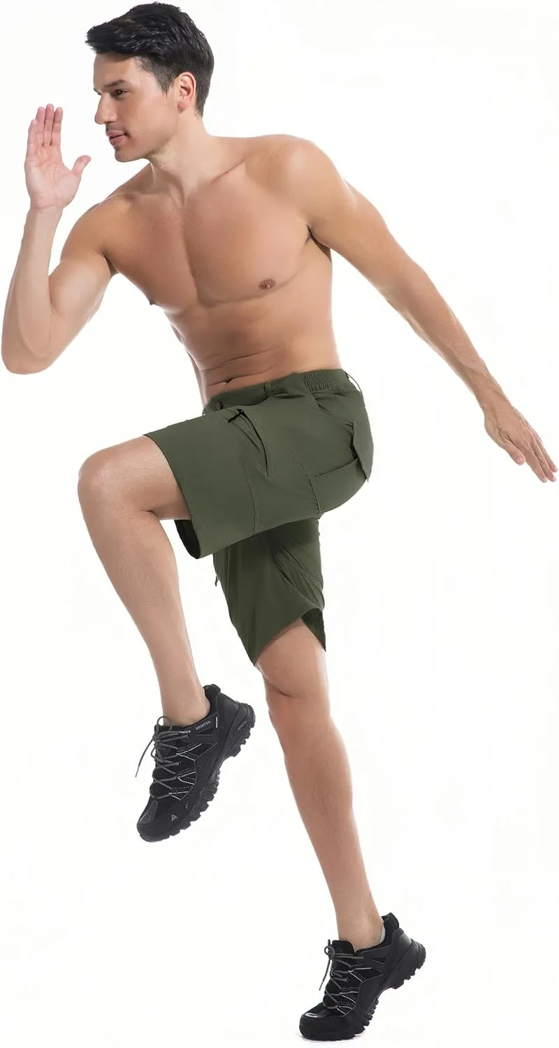 Men's Hiking Cargo Shorts Lightweight Quick-Dry Work Shorts with Zipper Pockets Summer Golf Casual Outdoor Shorts