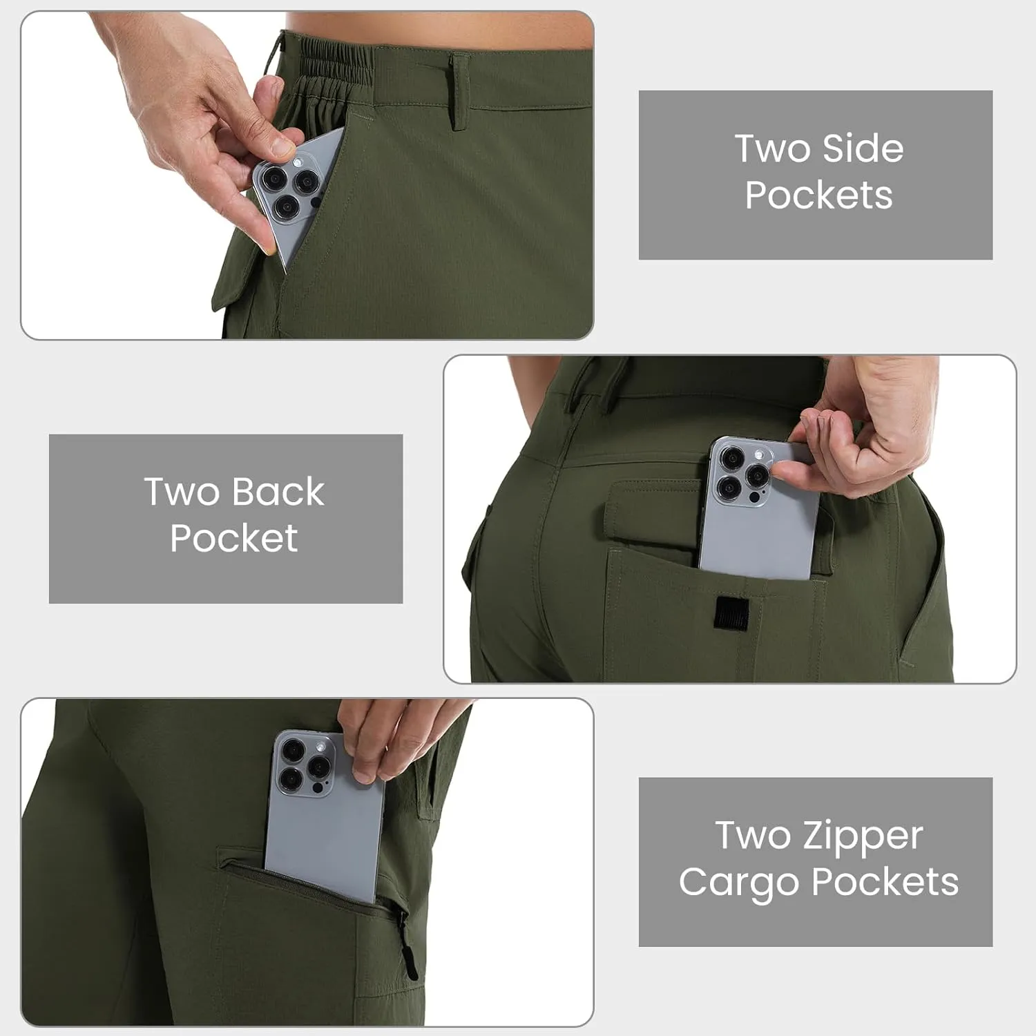Men's Hiking Cargo Shorts Lightweight Quick-Dry Work Shorts with Zipper Pockets Summer Golf Casual Outdoor Shorts