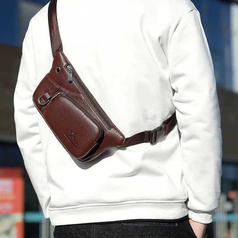Men's Kangaroo Large Capacity Multifunctional Authentic Leather Men's Waist Packs