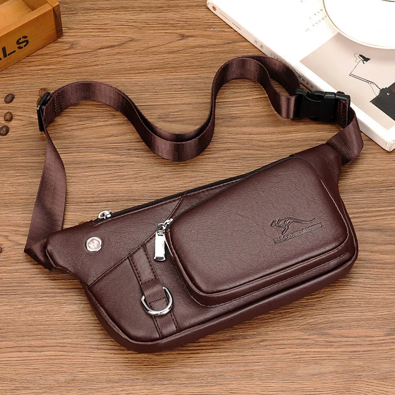Men's Kangaroo Large Capacity Multifunctional Authentic Leather Men's Waist Packs
