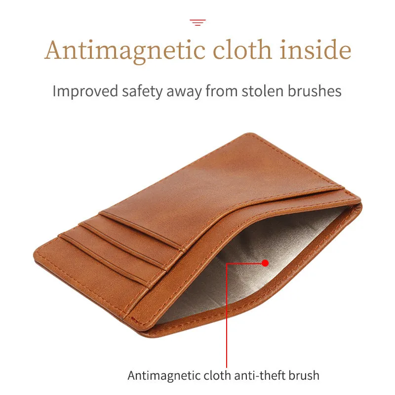 Men's Leather Degaussing Bank Protective Cover Lightweight Card Holder