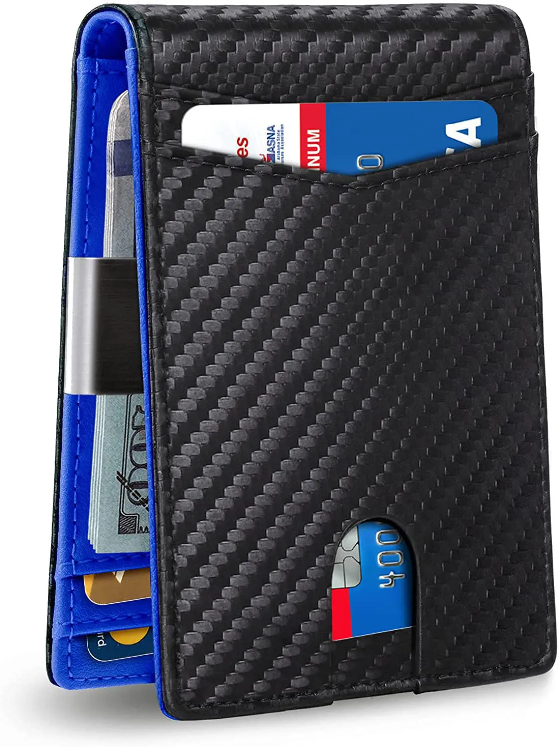 Men's Leather Multiple Slots Beauty Clip Carbon Men's Wallets