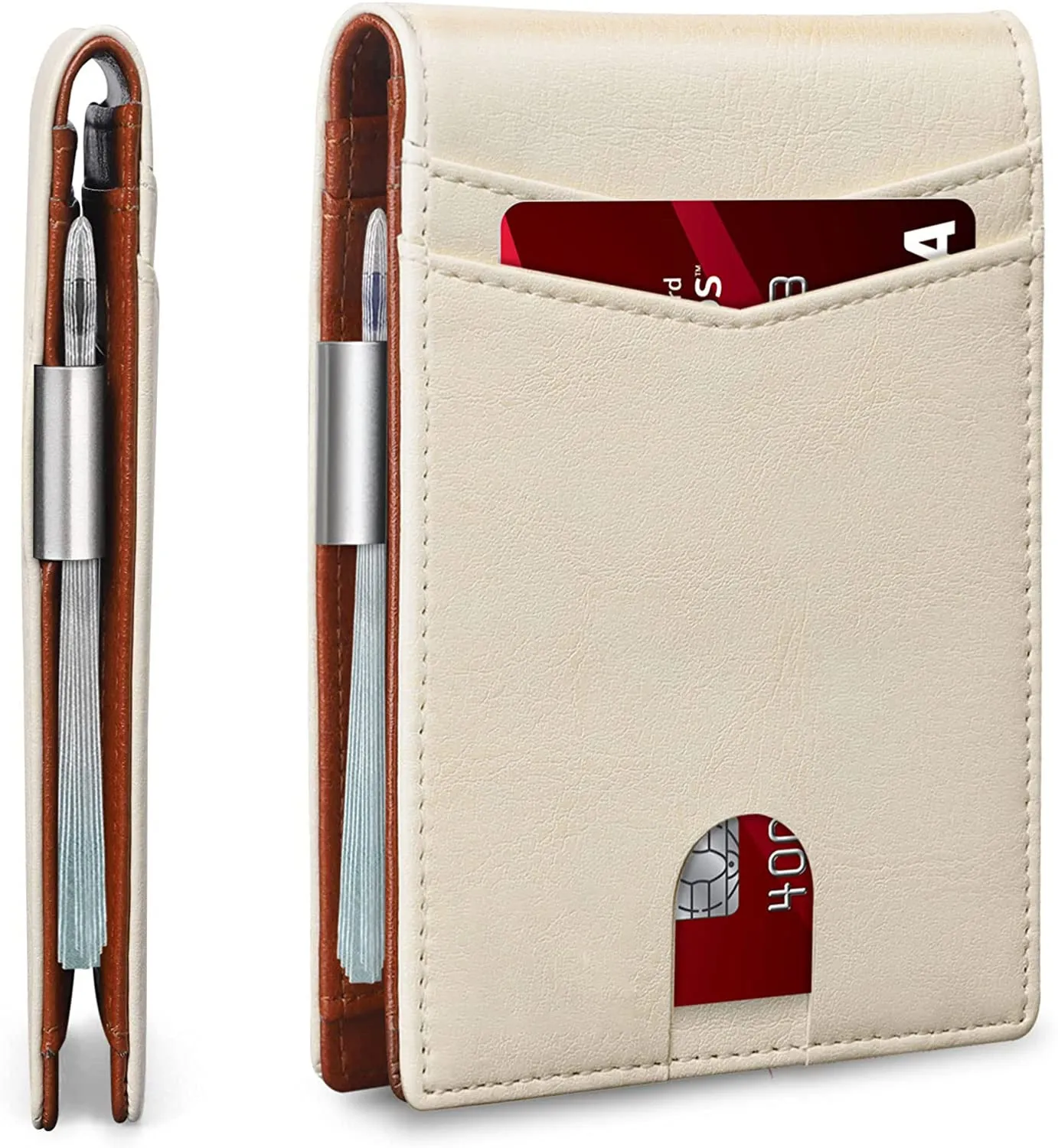 Men's Leather Multiple Slots Beauty Clip Carbon Men's Wallets