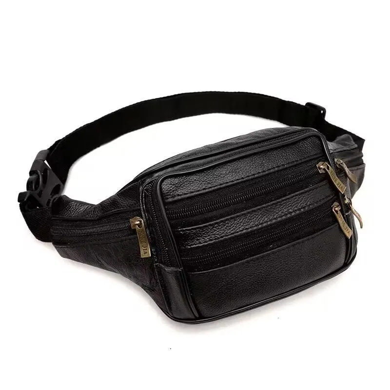 Men's Leather Pocket Multifunctional Waterproof Cell Business Men's Waist Packs