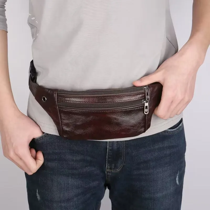 Men's Leather Pocket Multifunctional Waterproof Cell Business Men's Waist Packs