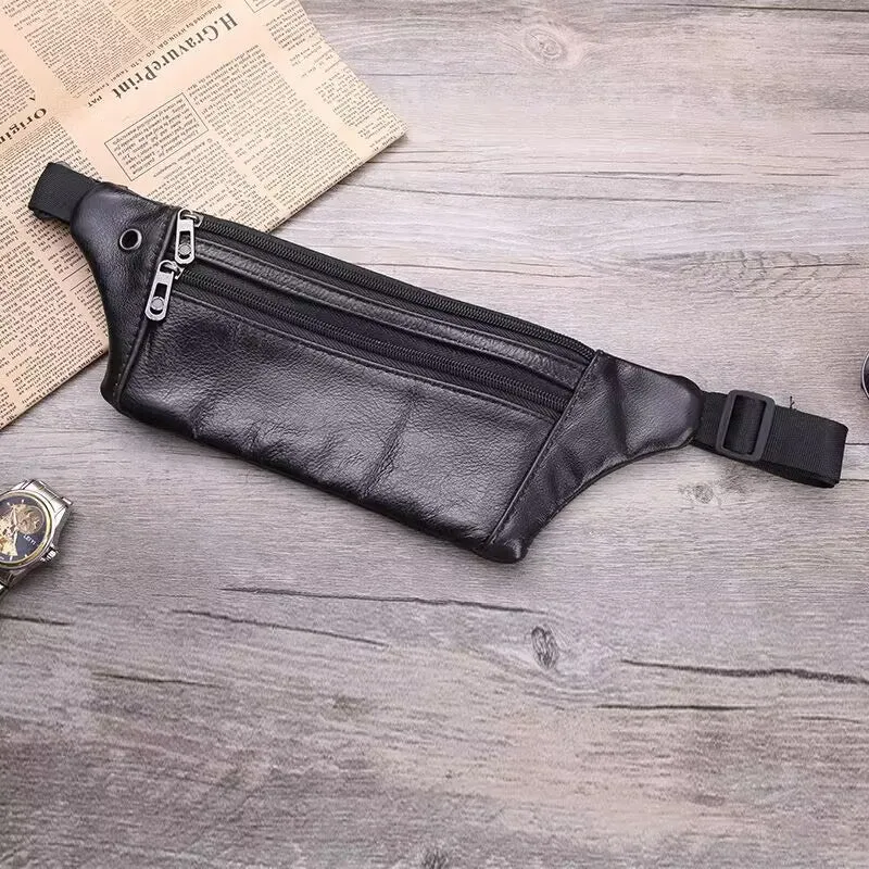 Men's Leather Pocket Multifunctional Waterproof Cell Business Men's Waist Packs