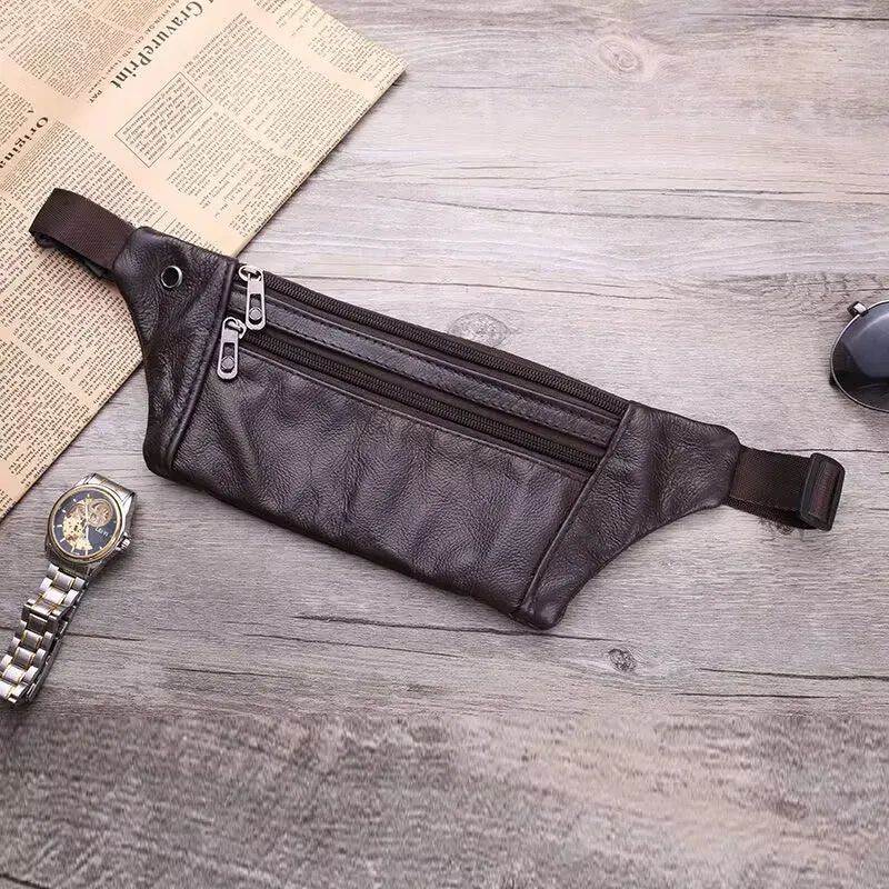 Men's Leather Pocket Multifunctional Waterproof Cell Business Men's Waist Packs